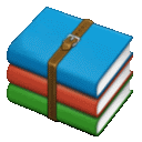 three books are stacked on top of each other with a brown belt around them .