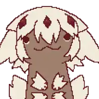 a pixel art drawing of a rabbit with a white furry head