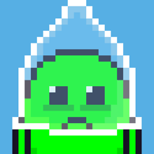 a pixel art drawing of a green alien