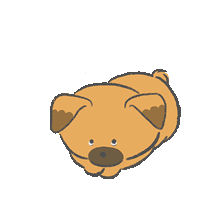 a cartoon drawing of a brown dog laying down