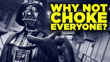 a poster of darth vader with the words " why not choke everyone " above him