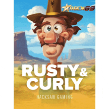 a poster for rusty & curly has a cartoon cowboy on it