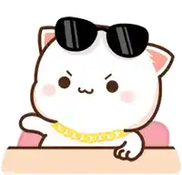 a cartoon cat is wearing sunglasses and a gold chain .