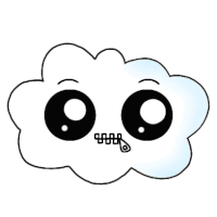 a cartoon cloud with a zipper on its mouth .