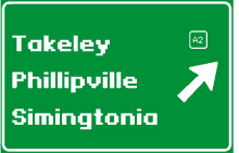 a green sign that says tokelley phillipville simingtonio