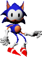 a pixel art of sonic the hedgehog pointing