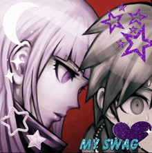 a picture of a girl and a boy with the words " my swag " on the bottom right