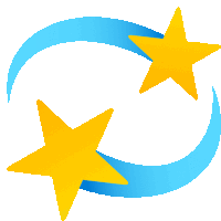 two yellow stars are surrounded by a blue curve