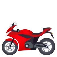 a red motorcycle with black wheels and a black seat on a white background