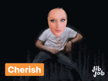 a cartoon drawing of a woman with the word cherish on it