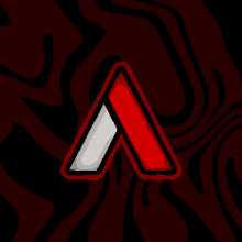 a red and white letter a is on a black and red background