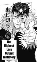 a black and white drawing of a man with the words the highest larp output in history on the bottom