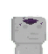 a pixel art drawing of a gray box with a purple face .