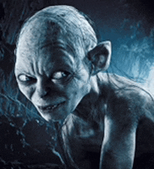 a close up of a gollum from the lord of the rings movie .