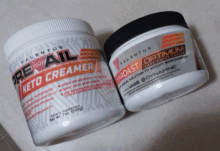 two jars of valentus keto creamer and valentus optimum