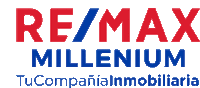 a red white and blue re / max millenium logo on a white background