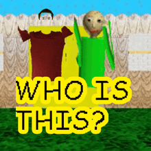 a video game character is standing next to another character with the words " who is this " above them