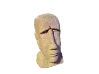 a statue of a man 's head on a white background .