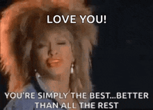 tina turner is singing a song that says `` love you ! ''