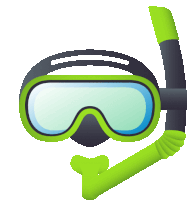 a green and black scuba mask with a snorkel attached