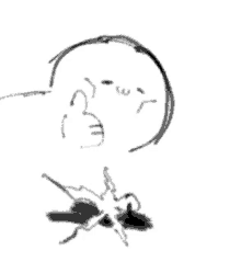 a drawing of a person giving a thumbs up next to a mosquito .