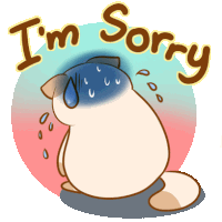 a cartoon of a cat with the words i 'm sorry on it