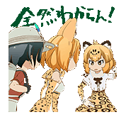 a boy and two cheetahs are standing next to each other and talking to each other .