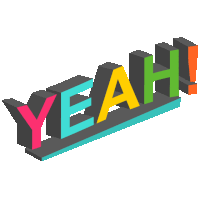 the word yeah is displayed in a 3d graphic