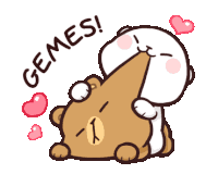 a cartoon of a bear laying on top of another bear with the words " gemes " on top