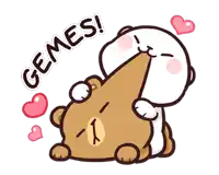 a cartoon of a bear laying on top of another bear with the words " gemes " on top