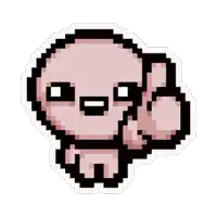 a pixel art sticker of a cartoon character giving a thumbs up .