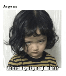 a picture of a little girl with a caption that says " aa gye aap "