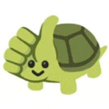 a cartoon turtle is giving a thumbs up .