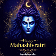 a poster that says happy mahashivaratri with a painting of shiva