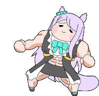 a cartoon drawing of a girl with muscles and a bow