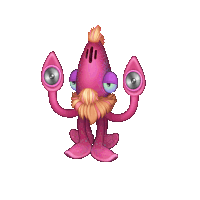 a cartoon drawing of a pink octopus with speakers on its arms