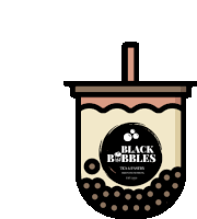 a logo for black bubbles tea and pastry is shown