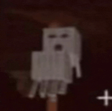 a skeleton is standing on a stick in a dark room with a cross in the background .