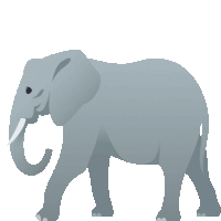 a gray elephant with a large trunk and tusks is standing on a white background