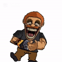 a cartoon drawing of a man with a big mouth and a huge grin