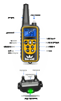 a black and yellow dog king remote control with the number 99 on the display