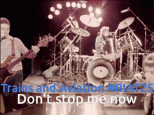 trains and aviation # riat25 don 't stop me now written on a screen