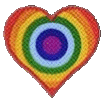 a rainbow heart with a circle in the middle