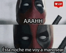 a picture of deadpool with a caption in spanish