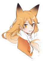 a sticker of a girl with fox ears and long hair