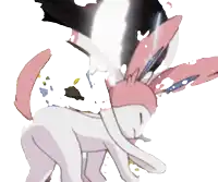 a drawing of a pink and white bunny rabbit
