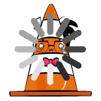 a cartoon illustration of a traffic cone with glasses and a bow tie