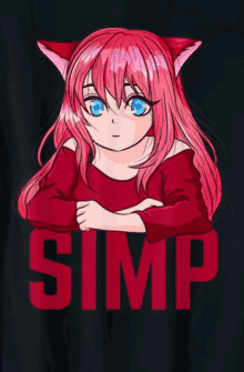 a black shirt with a girl with pink hair and the word simp