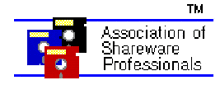 a logo for the association of shareware professionals shows a bunch of floppy disks