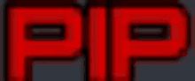 a close up of a red pip logo on a gray background .